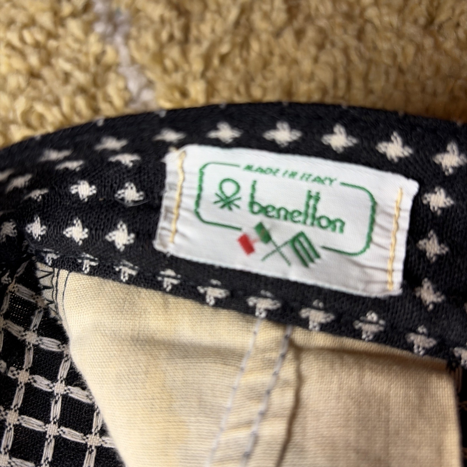 Vintage Benetton Patterned Wool High Waist Women’s Pants Black Pleated 26”