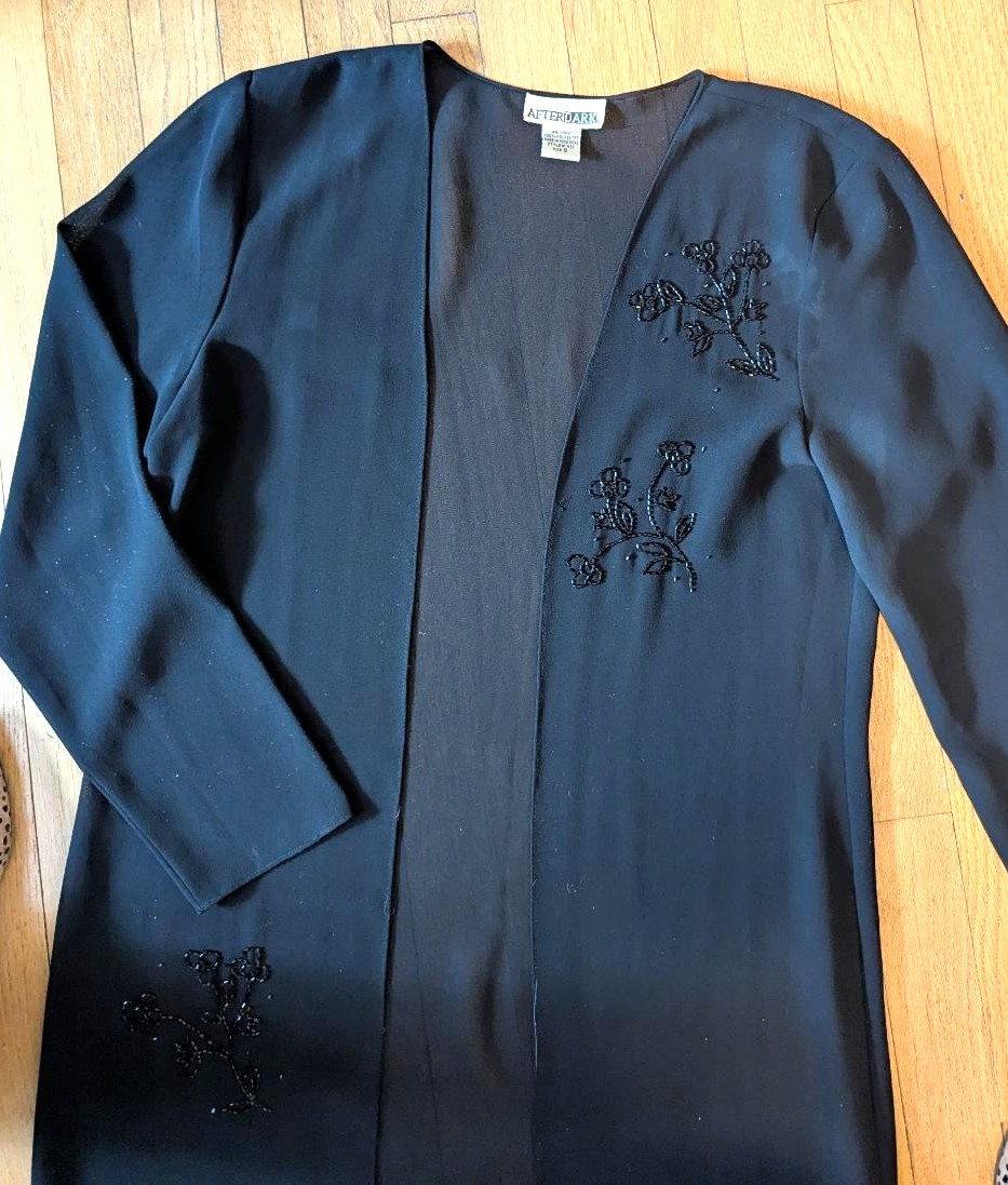 Vintage After Dark long dazzling black sequin kimono, Size S