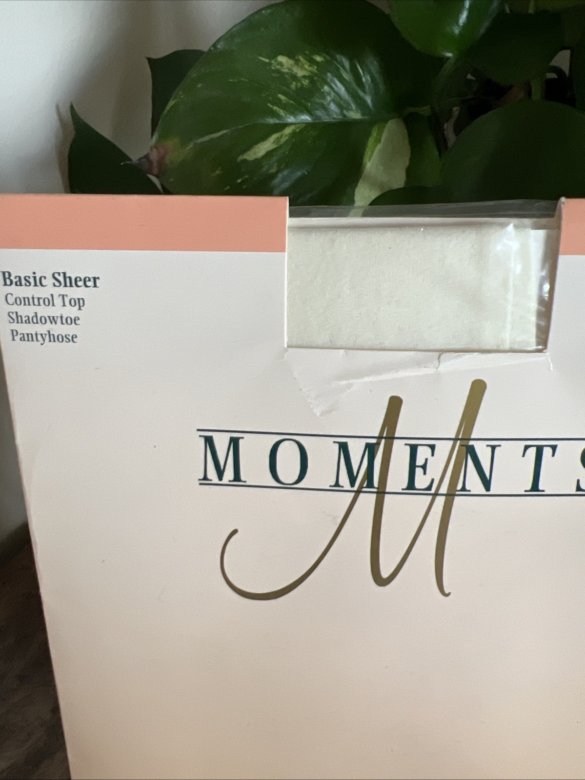 MOMENTS Basic Sheer Control Top Shadowtoe Pantyhose Medium/Tall Ivory-New USA