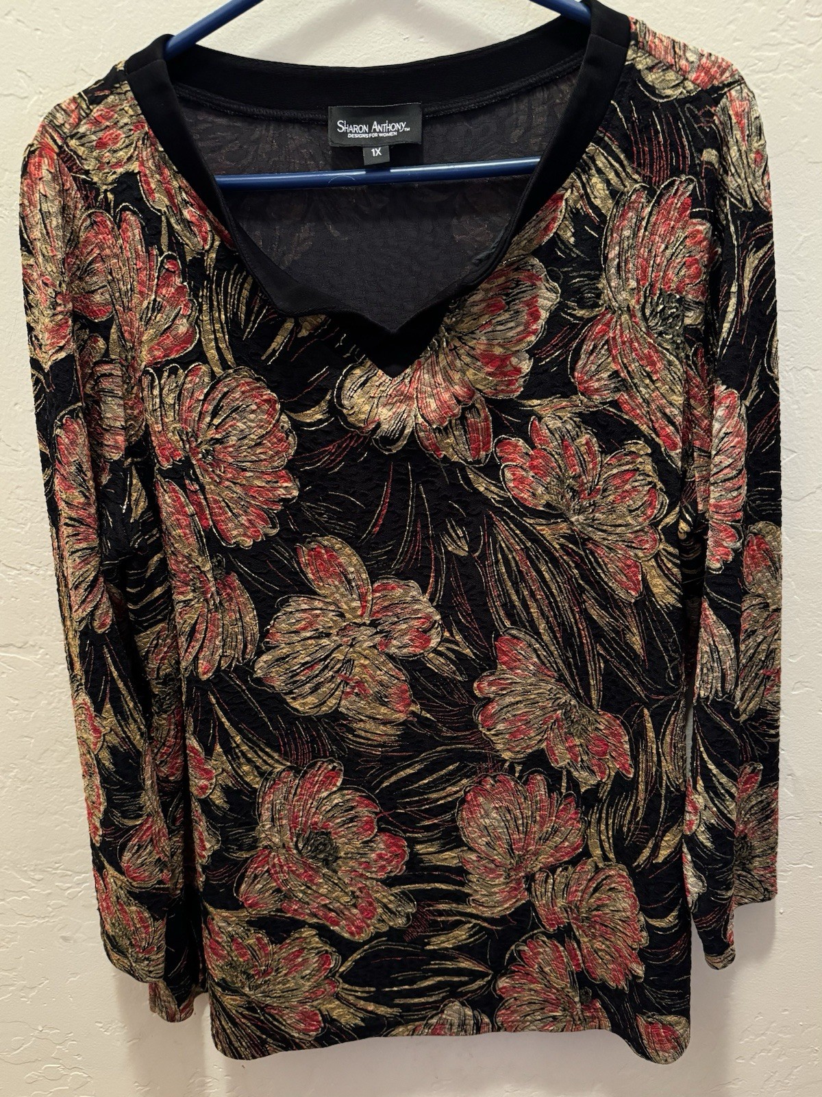 Sharon Anthony Women’s Vintage Gold Sparkle Thread Dressy Tunic Size 1X