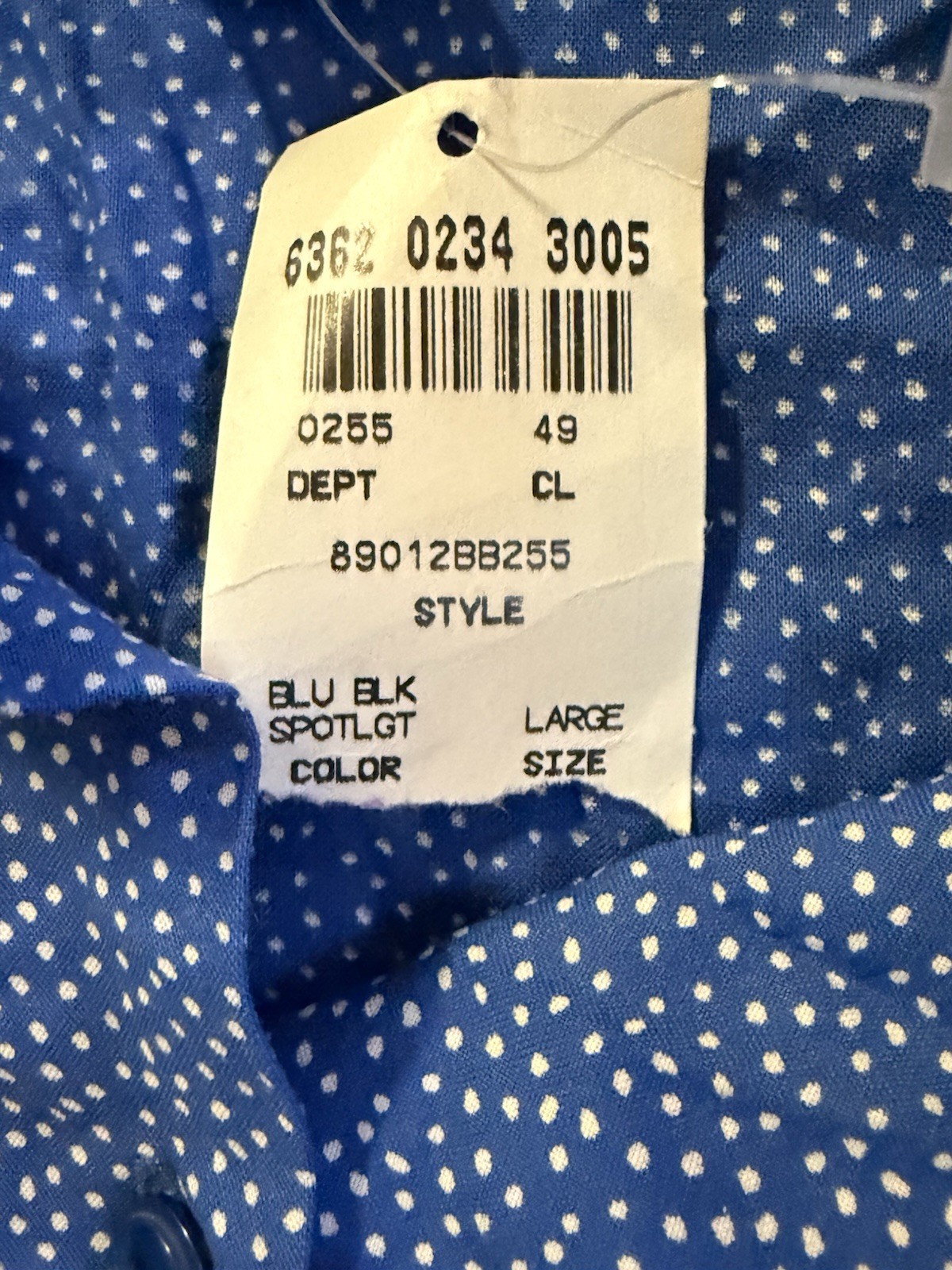 Vintage Jennifer Moore Blue Polka Dot Milkmaid Shirt Dress L Deadstock 90s