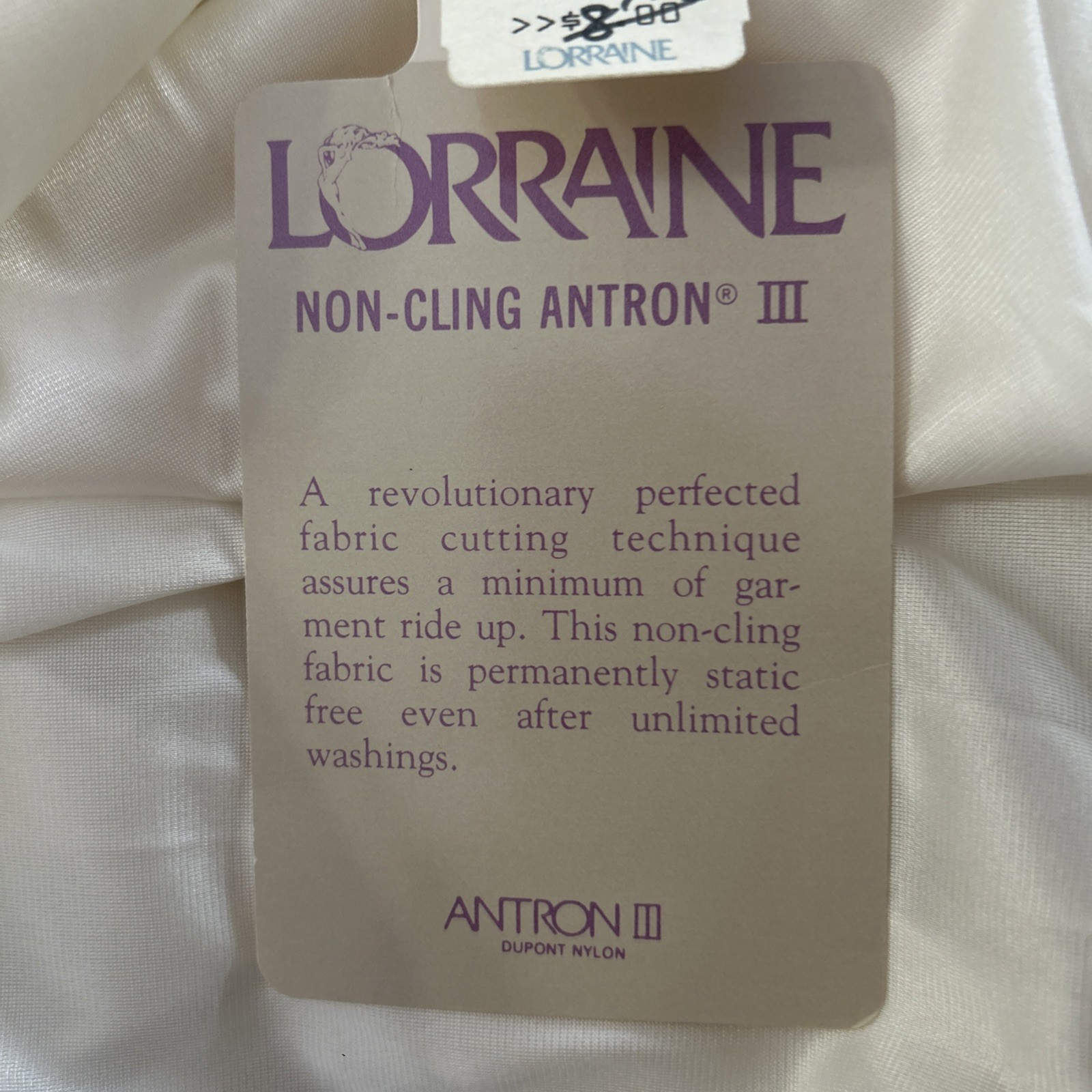 Vintage Lorraine Antron Nylon Half Slip New Old Stock Off White 24” Size Medium