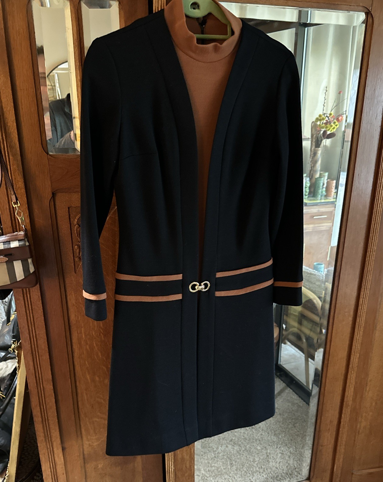 Vtg. 70’s “Accent West California”Dress Black Knit Chanel Look Sz. (8) Classic