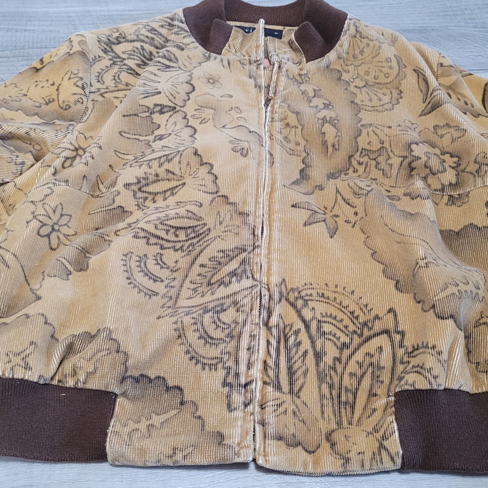 🧥Vintage View Jacket Women’s 8 Brown Floral Corduroy Bomber Full Zip YK2 Boho