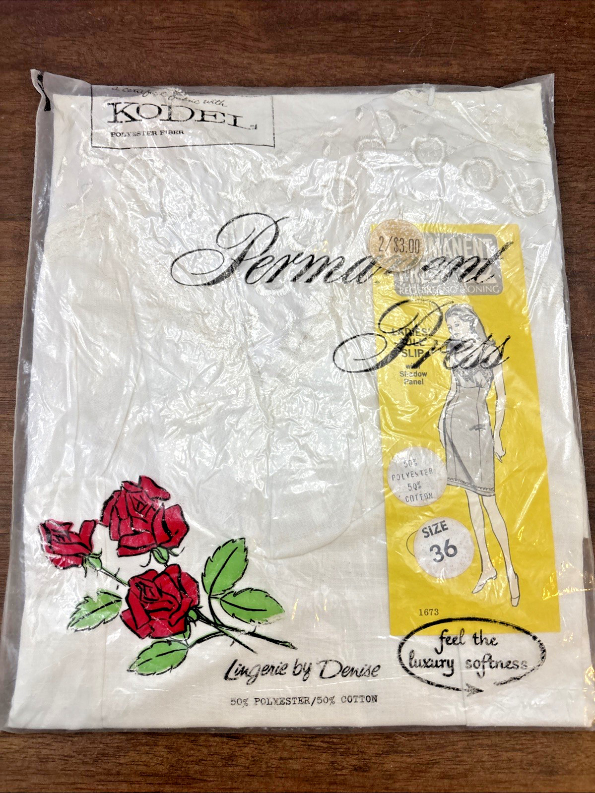 Full Slip Lingerie by Denise 50% Polyester 50% Cotton Size 36 NOS in Package