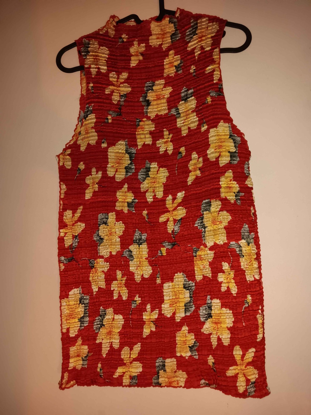 Vintage Flower Accordion Pleat Sleeveless Blouse – Large