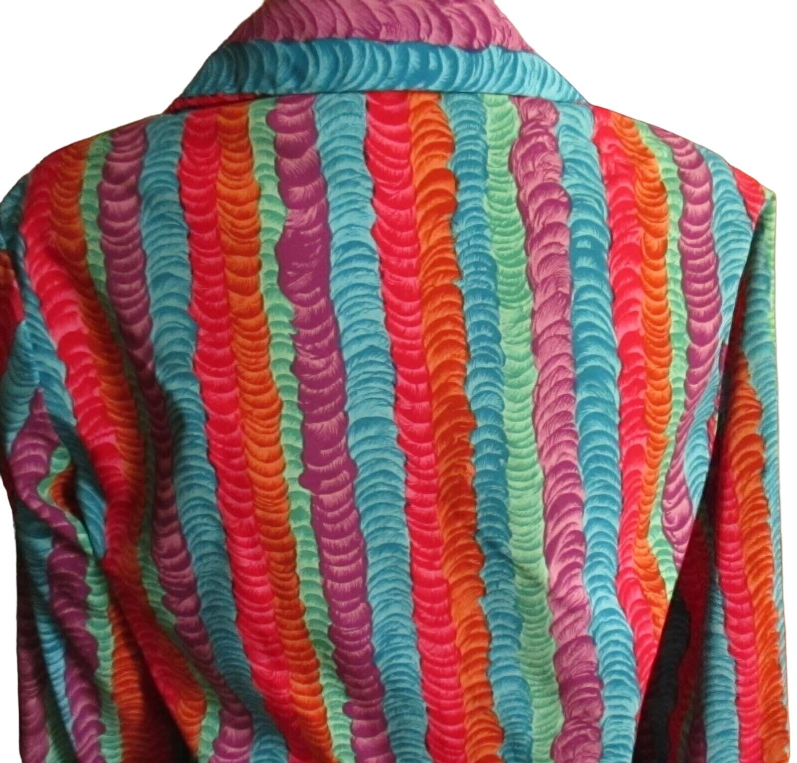 True Vintage Women’s Medium Blouse 1970s Pykettes Striped Top Rainbow Swirl Mom