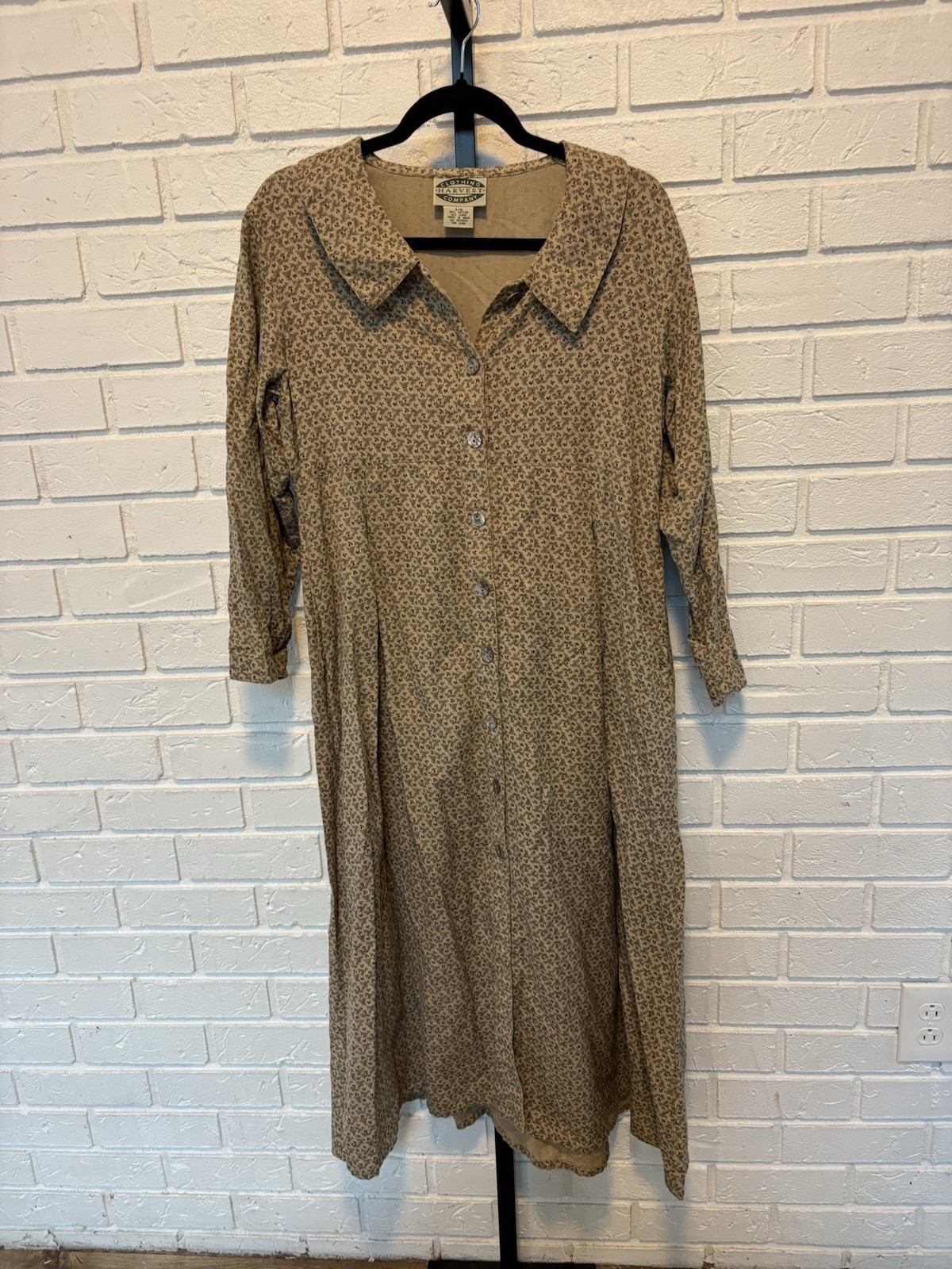 Vintage Clothing Harvest Company Cotton Linen Floral Midi Dress S/M Cottagecore