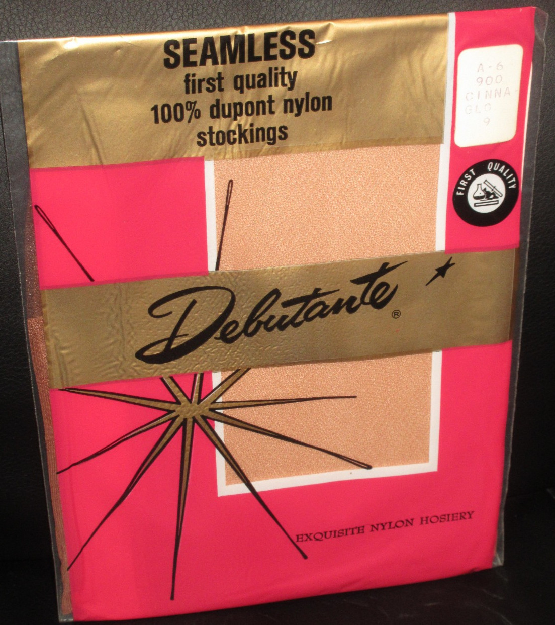 Vintage Nylon stockings Size 9 A6 900 DEBUTANTE CINNA-GLO BEIGE Never worn