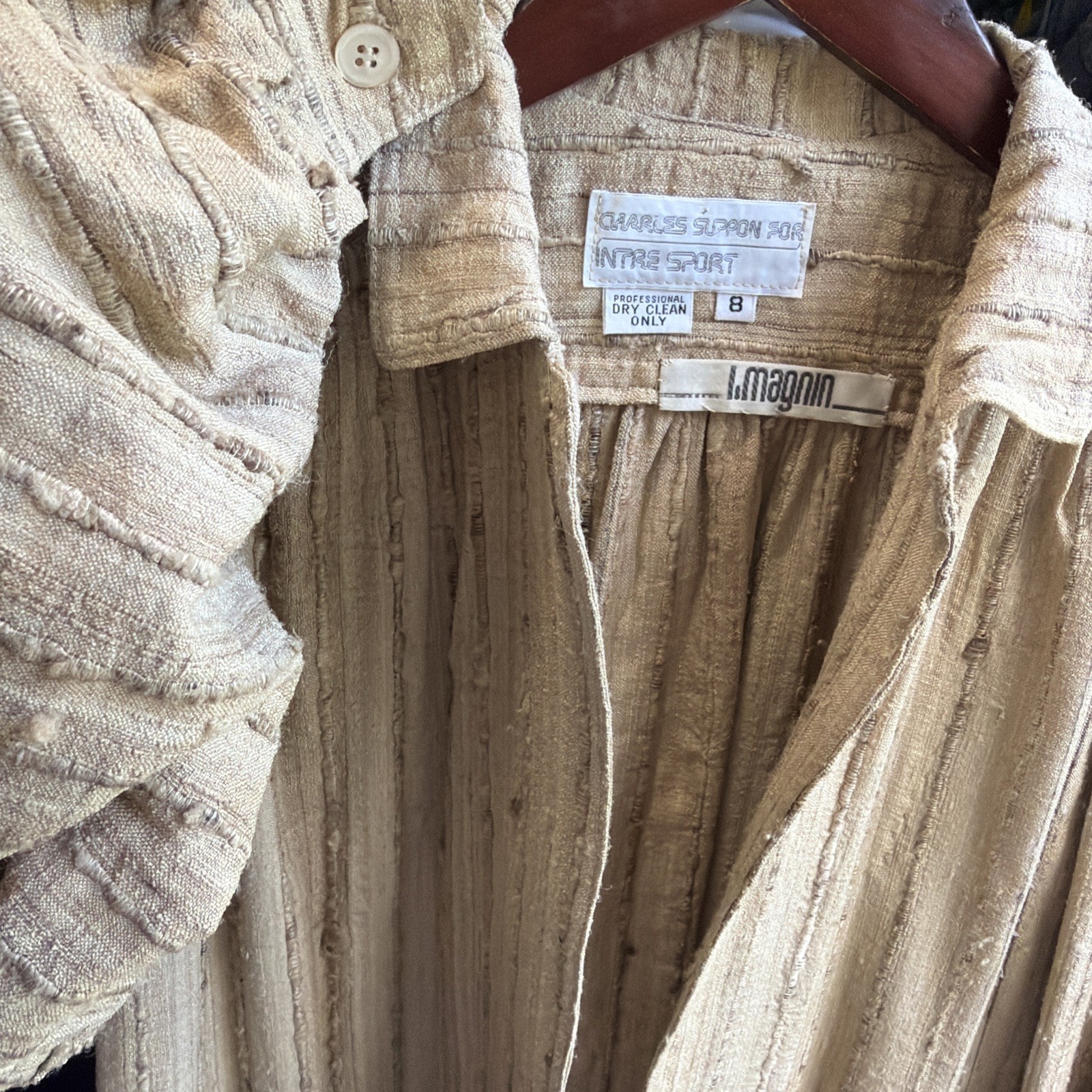 I Magnin Vintage Shirt Jacket Charles Suppon Intre Sport Embroidered Womens 8