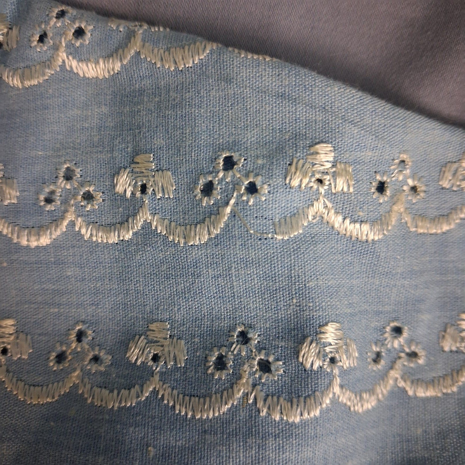 Serbin Marianne Shirt Dress Rockabilly Blue Eyelet Embroidered Belted SZ 10 USA