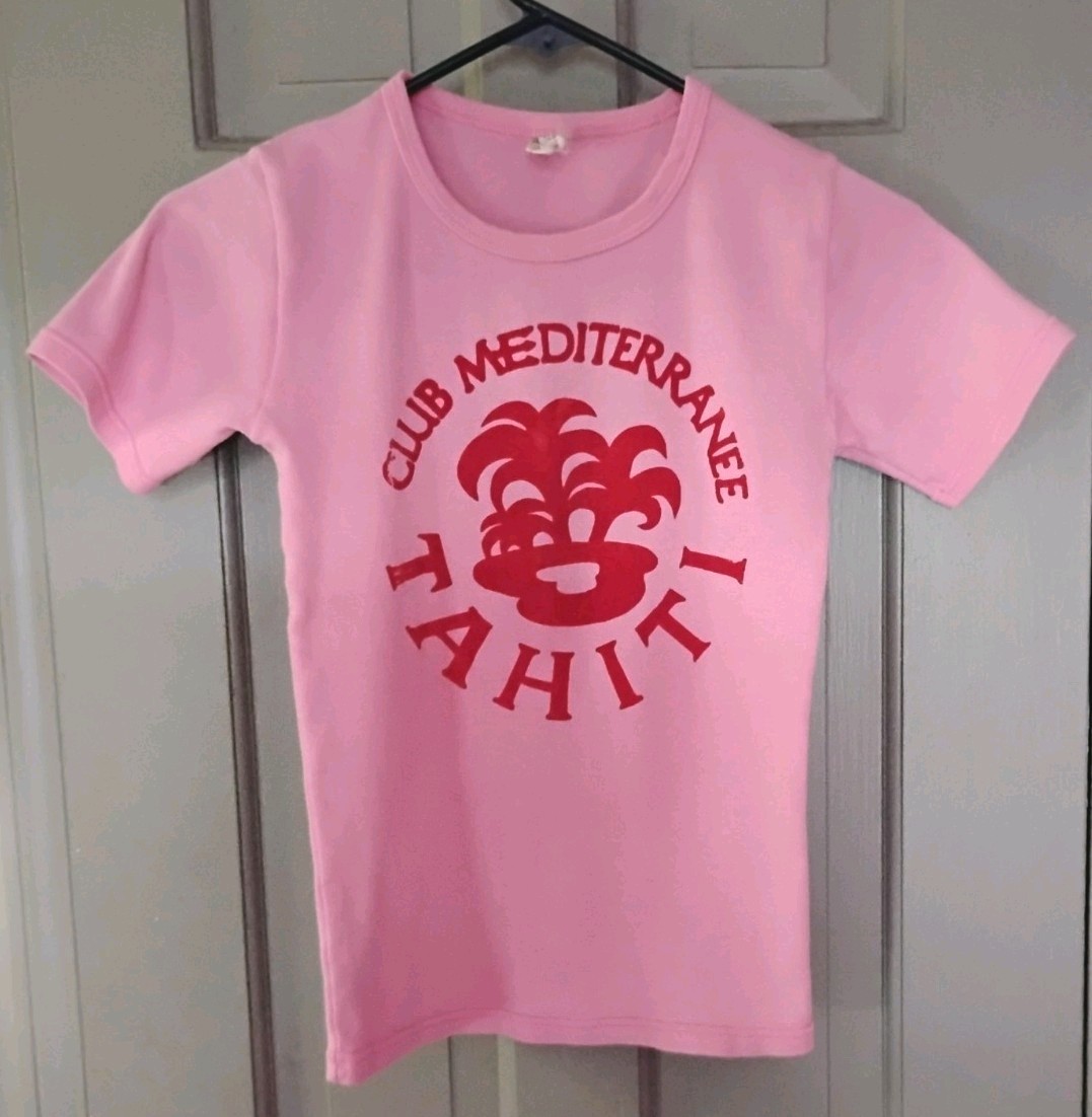 Vintage Club Mediterranee Tahiti Club Med S T-Shirt Pink 70s- Rare
