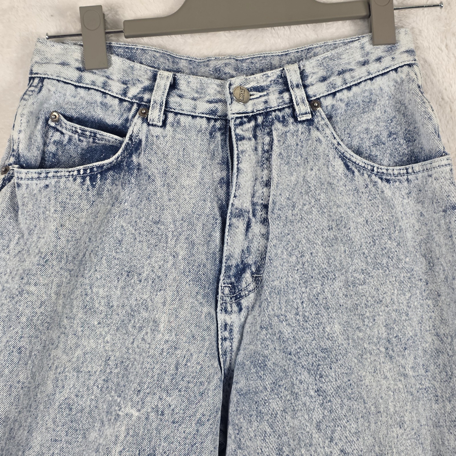 Vintage 80s STEFANO High-Waisted Stretch Acid Wash Skinny Mom Jeans, Size 8