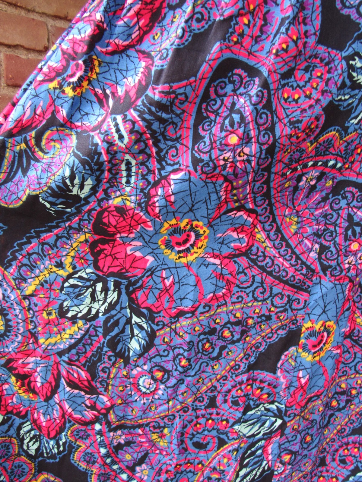 VTG Greenwich Square Multicolor Lap Skirt Midi Size 9/10 High Waist Retro Bright
