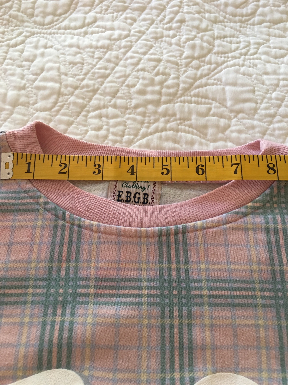 VTG 90s E.B.C.B Woman’s Pullover Long Sleeve Shirt Pink & Green Checkered, L