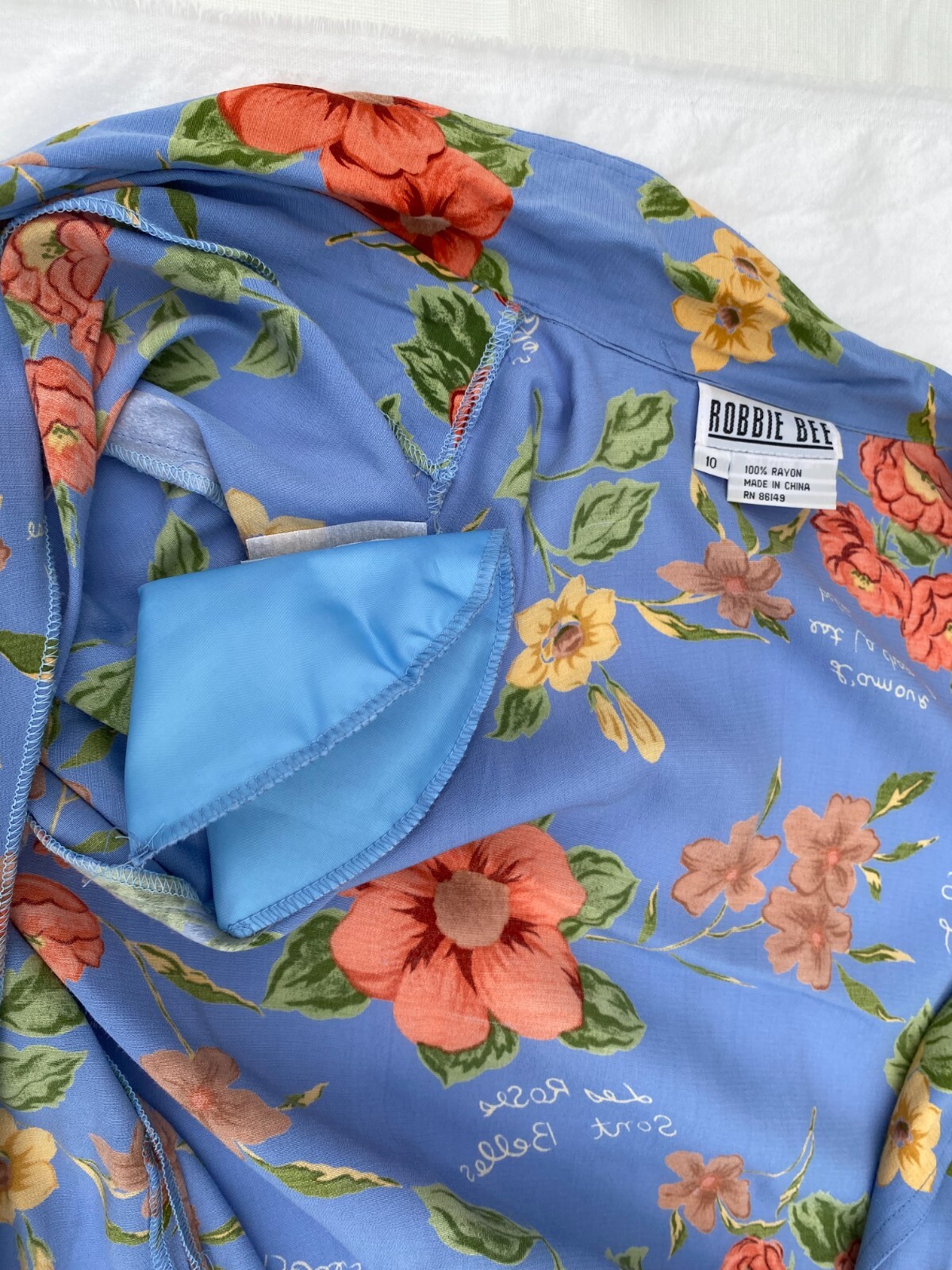 Vintage Robbie Bee Blue Floral Collared Maxi Dress Womens Size 10 Cottagecore