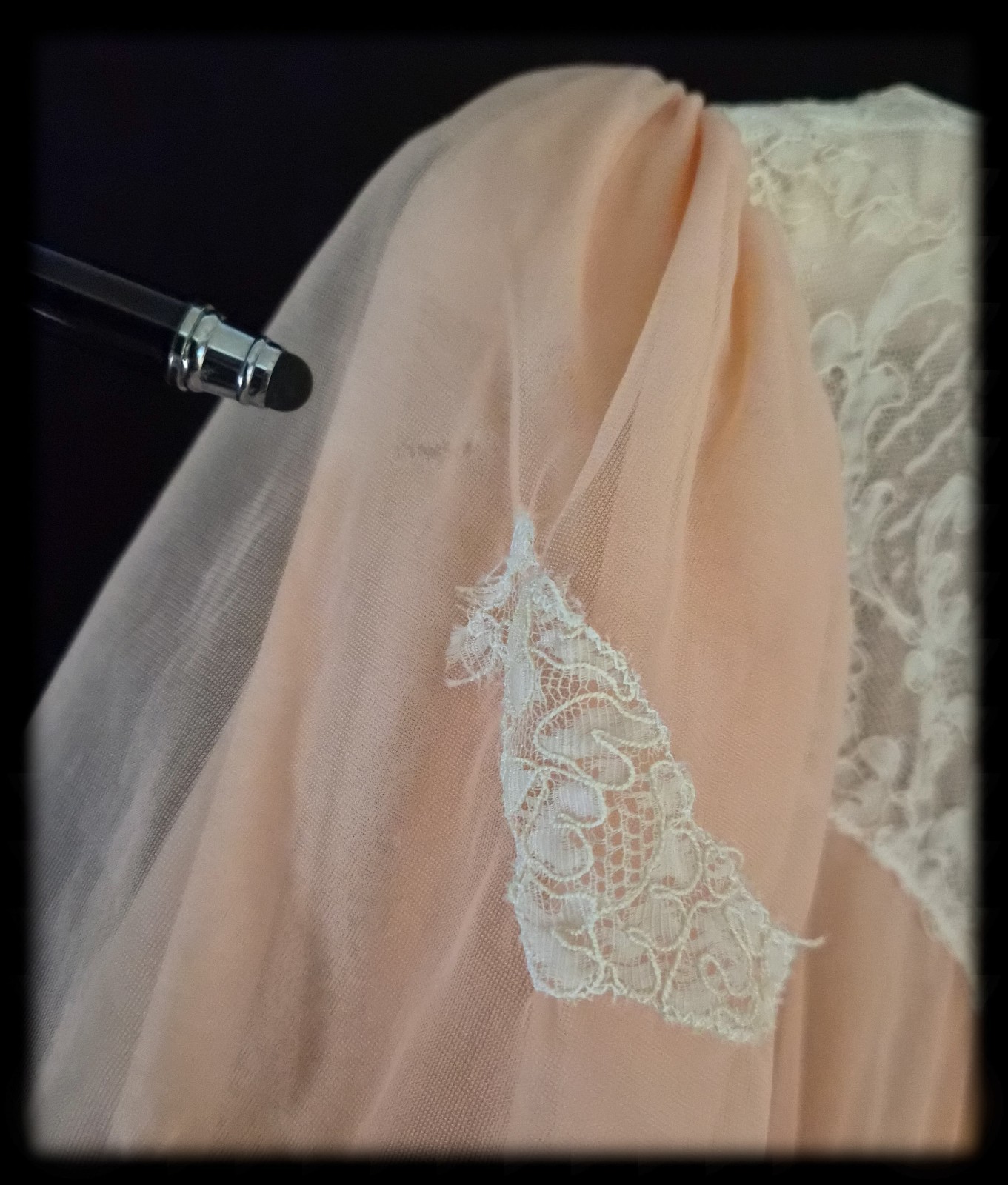 Vintage 60s SAKS FIFTH AVE Peachy PINK Sheer CHIFFON Robe NYLON Babydoll ~ M/L