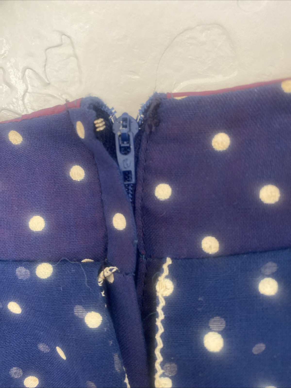 Vintage Coco California Blue with polkadots maxi dress size 10 Paper Tag Lined