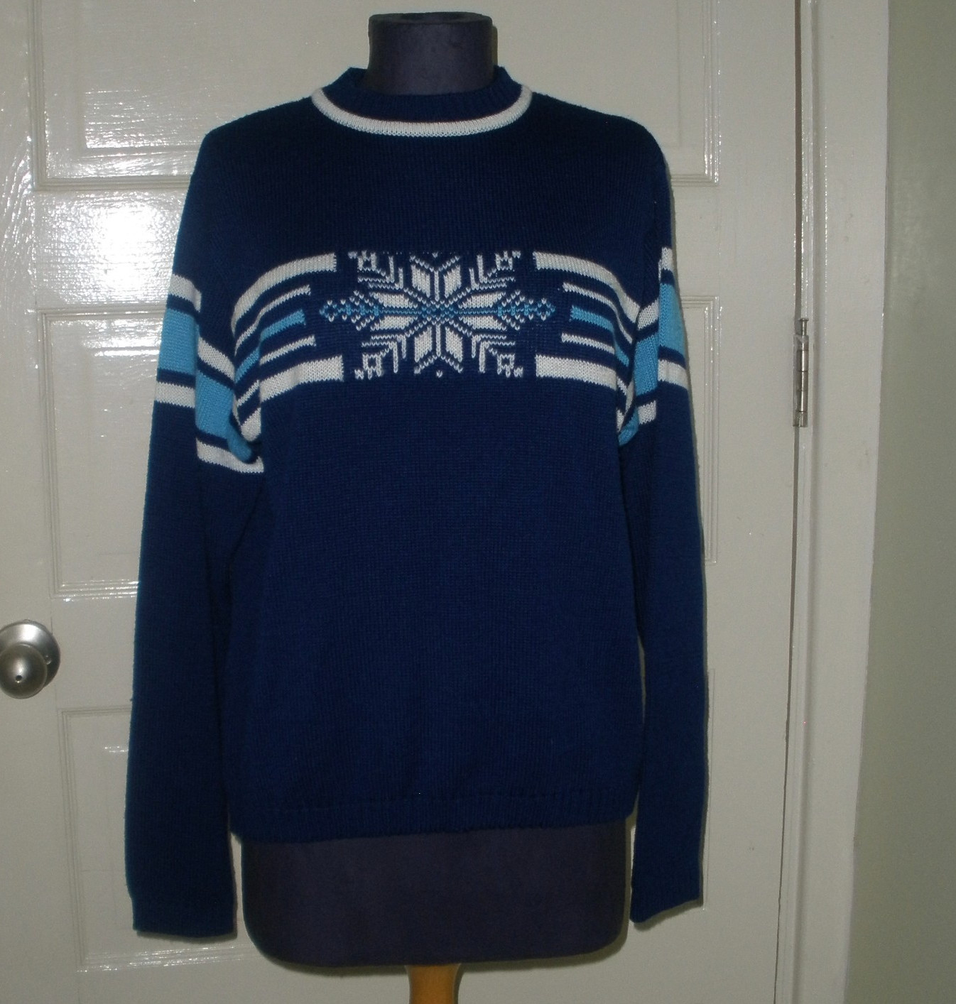Vintage Colombia Sportswear Snowflake Kit Sweater Preppy Ski Chalet Chic MED
