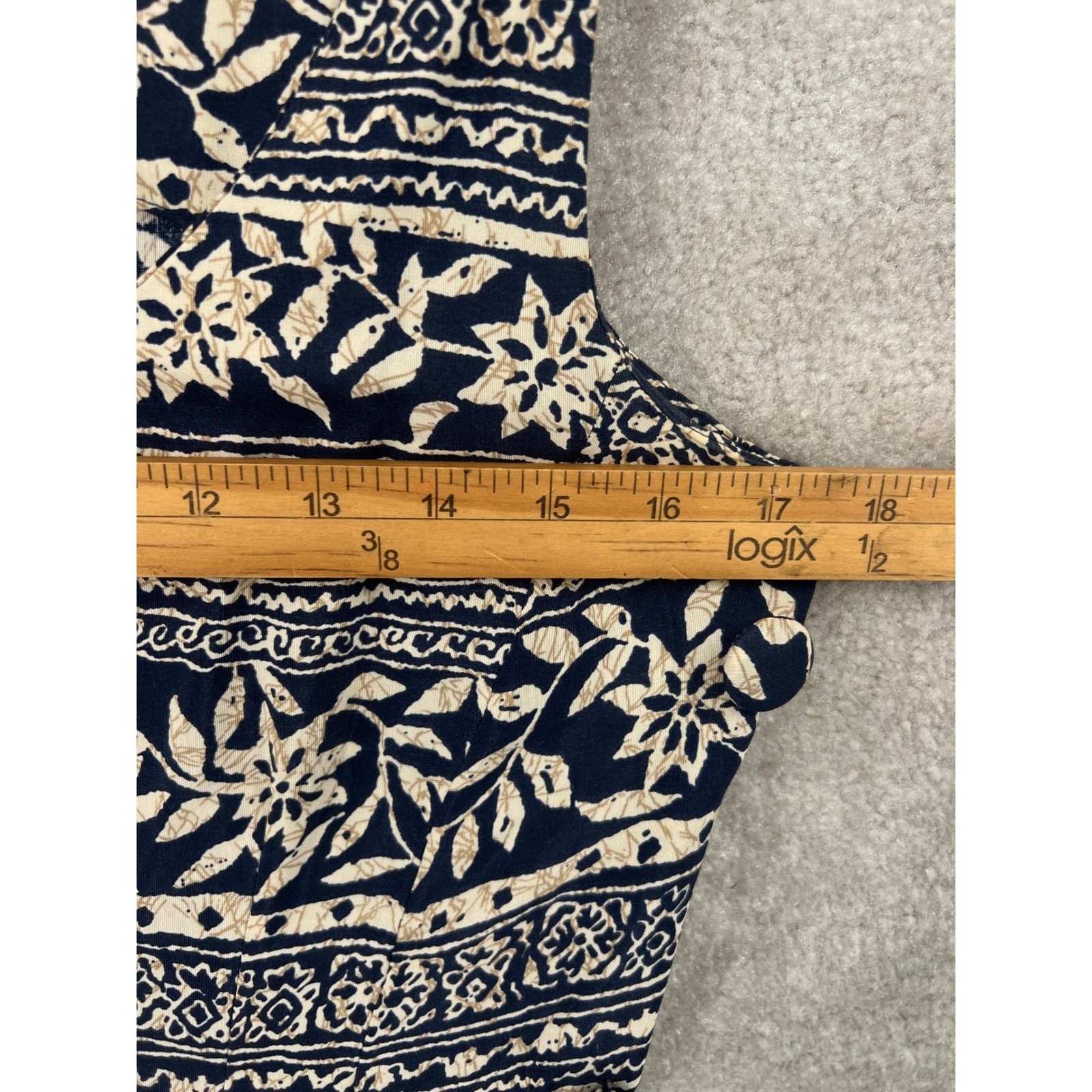 Vintage 90s Maggy London Side Button Maxi Sheath Dress Size 6 Navy Floral Batik