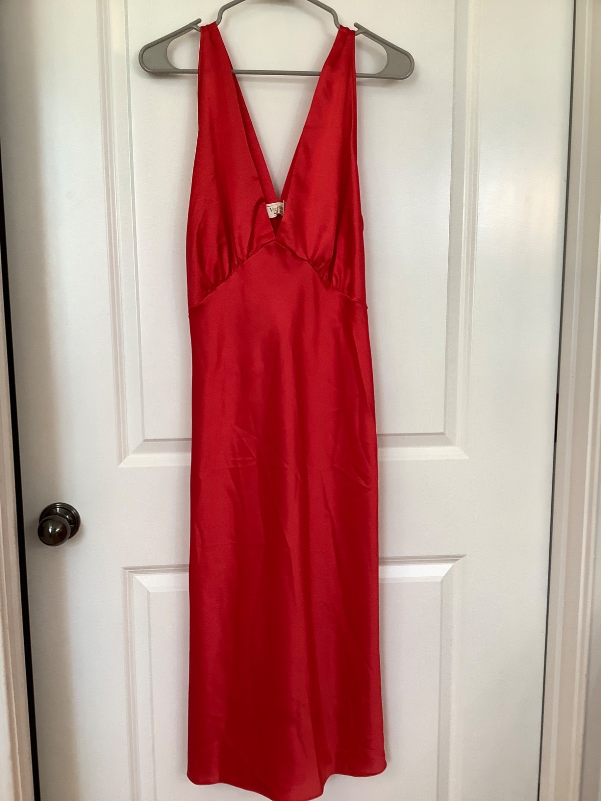 Vintage Victoria Secret Gold Label Long Red Slip Dress Nightgown Size M. T3