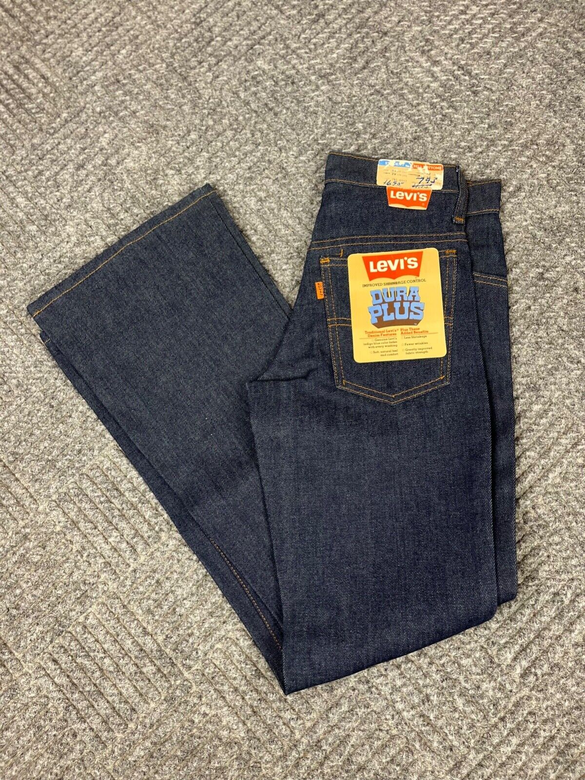 Vintage Levi’s Dura Plus Student 25×30 Bell Bottom Deadstock Orange Tab NOS