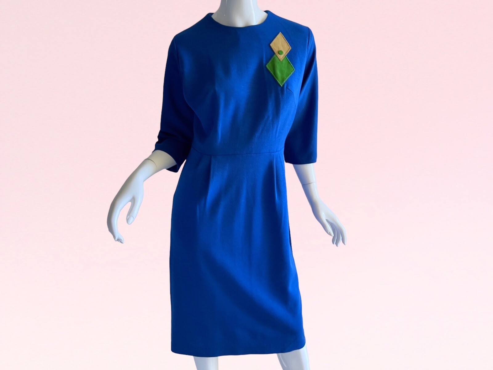 1950s Vintage Mid Century Modern Diamond Applique Mod Dress Medium
