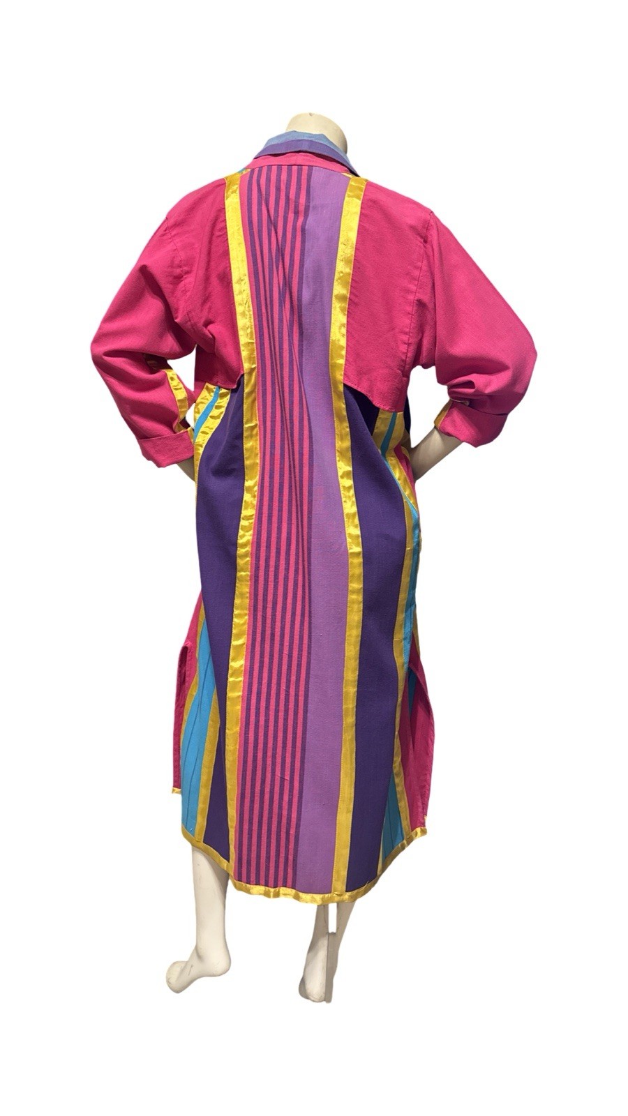 VTG OPUS 1 Duster Multi Color Patchwork Jacket Cotton Mexican Designer Cardigan