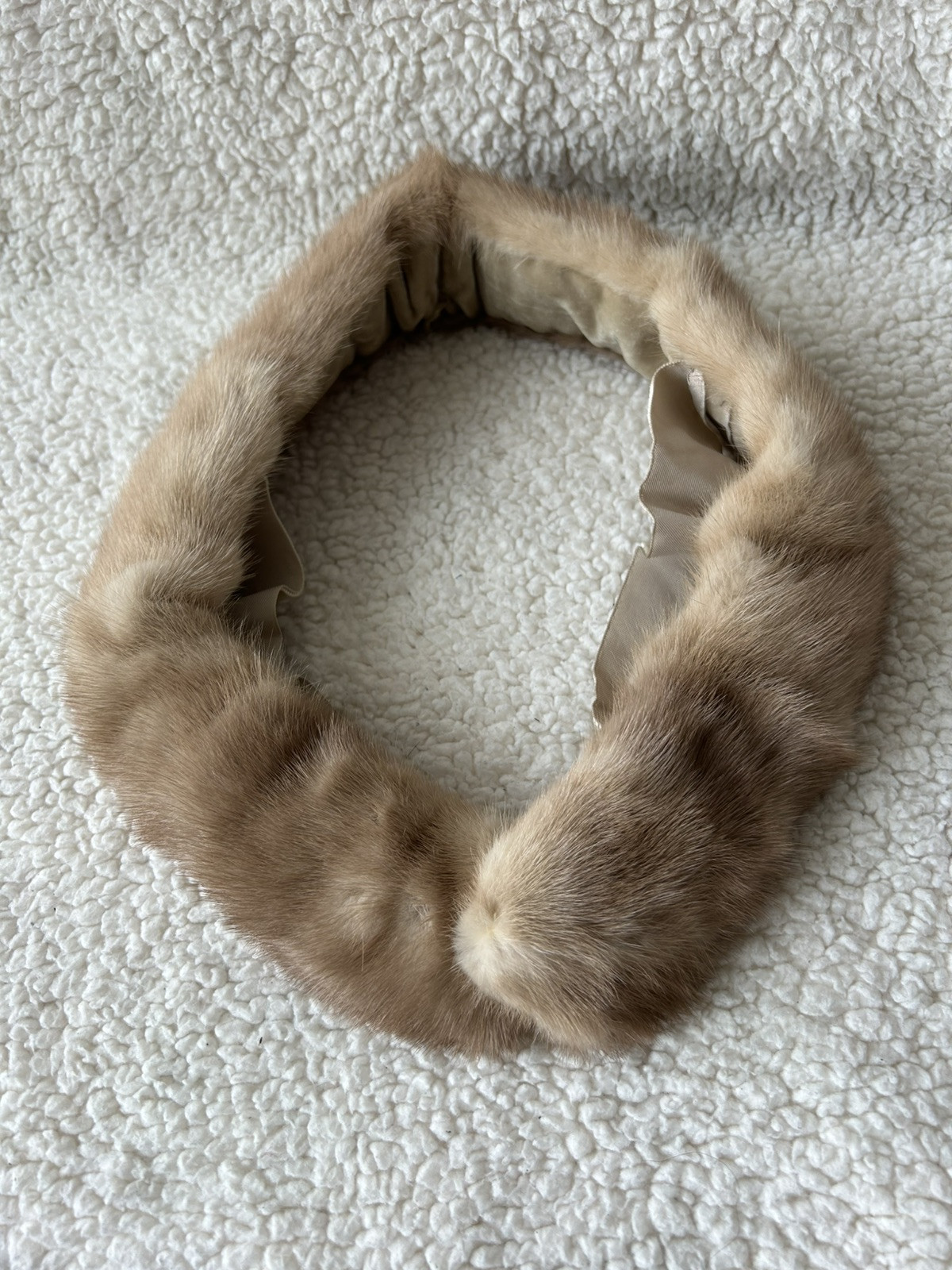 Vintage Mink Fur Stole Scarf Collar Wrap Champagne Blonde Mink 30.5”L