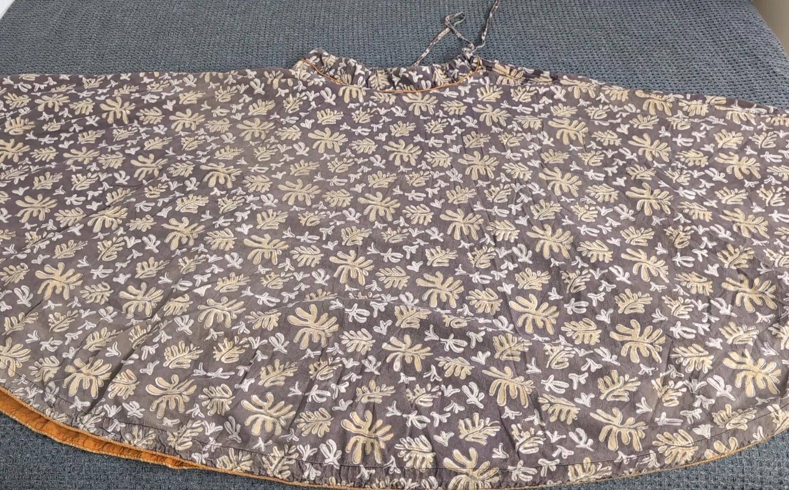 Vintage FABINDIA Skirt Cotton A-line Maxi Brown Large Adjustable Tie Waist