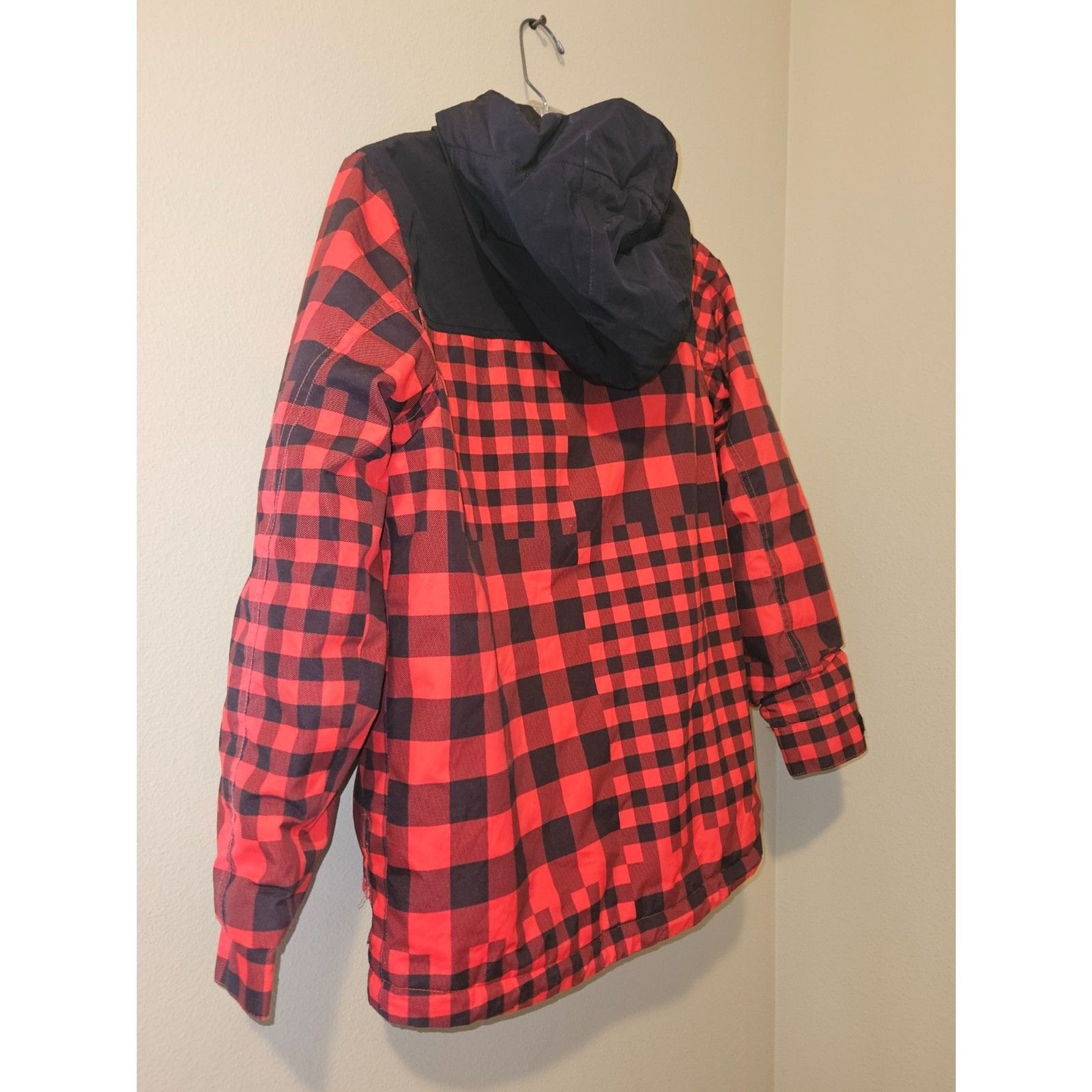 Burton Youth Boys Snowboard Ski Jacket L (14/16) Red Plaid Dryride