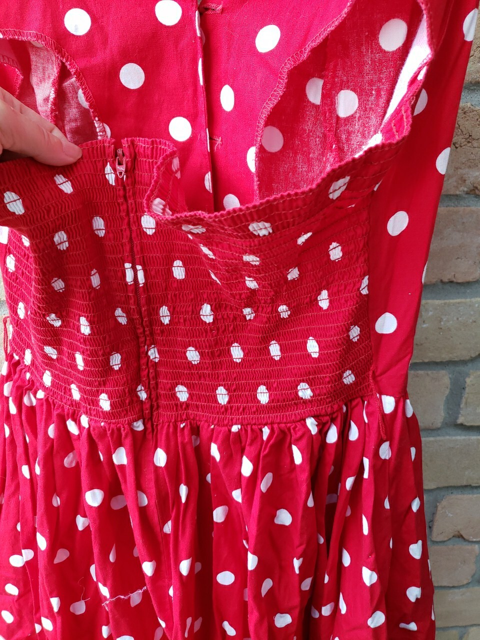 VTG 80s/50s Robbie Bee Red Polka Dot Halter Dress Sz 12 Halloween Pinup Costume