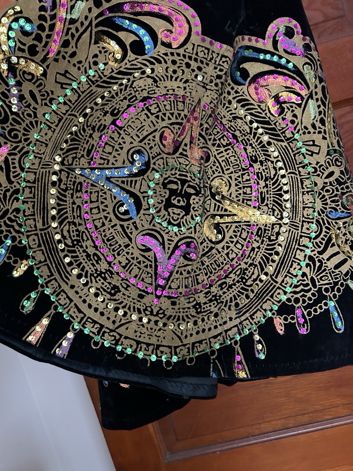 Vintage Mexican Velvet Folklorico Skirt/Blouse Set Cinco de Mayo Top 116″ Sweep