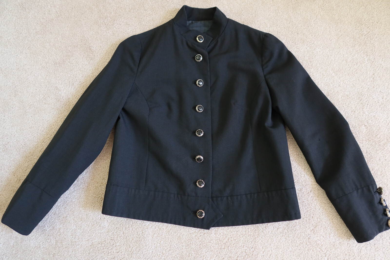 Vintage Black Jacket – Mod Goth Moto Style with Cool Buttons – See Photos!