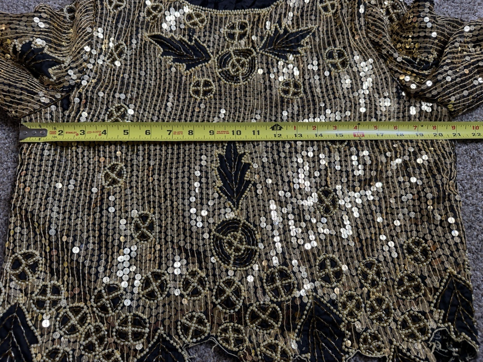 G-Unit Vintage Y2K Flapper Style Beaded Sequin Gold Black Top Silk Size Large