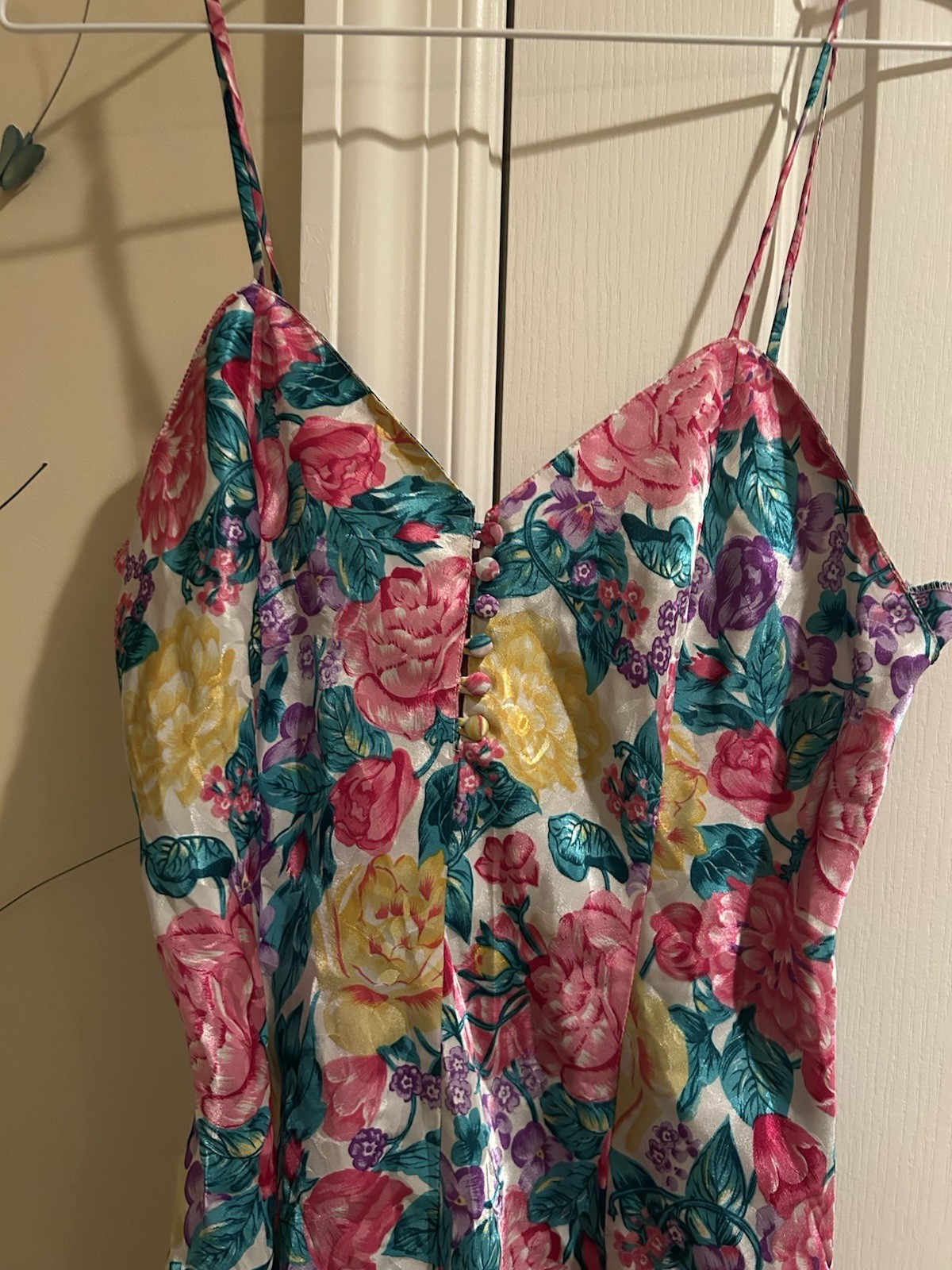Vintage Sleep Solutions Floral Satin Slip Dress | Medium
