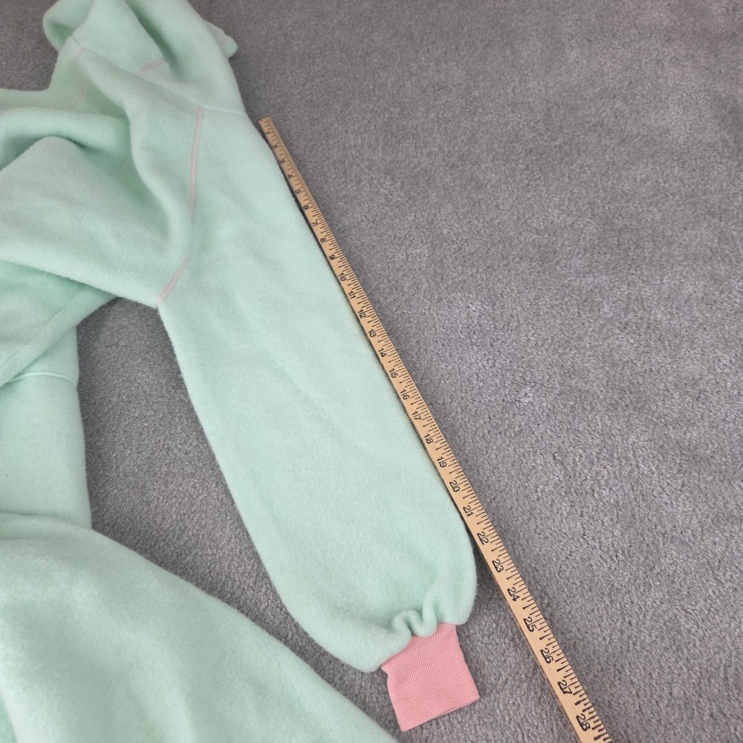 Vtg Medium Zip Pockets Robe/HouseCoat Sears Mint Green Fleece Hooded Pj’s Soft