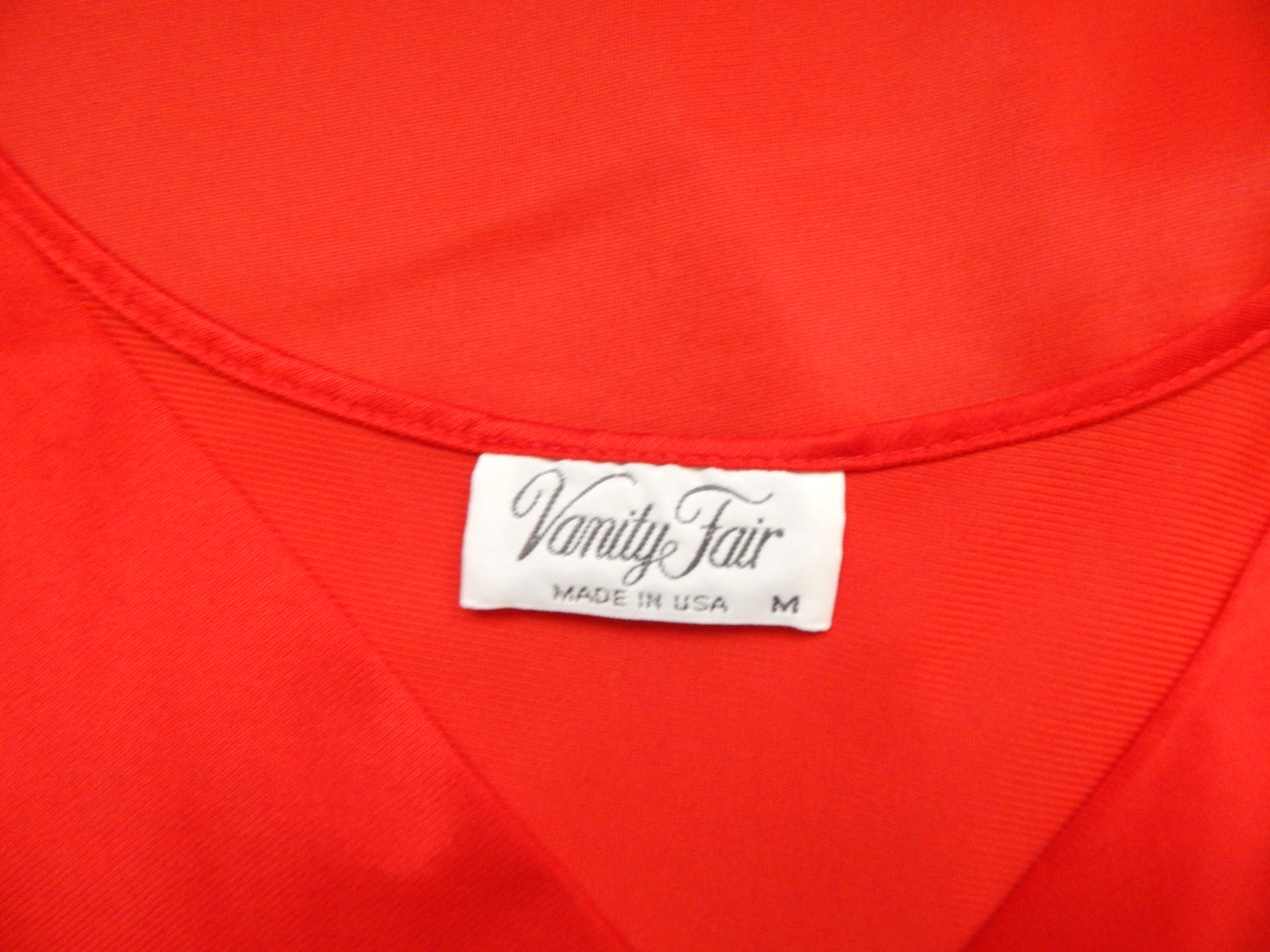 Vtg Vanity Fair Red Nylon Peignoir Set Slip Dress Size M & Robe Size XL USA