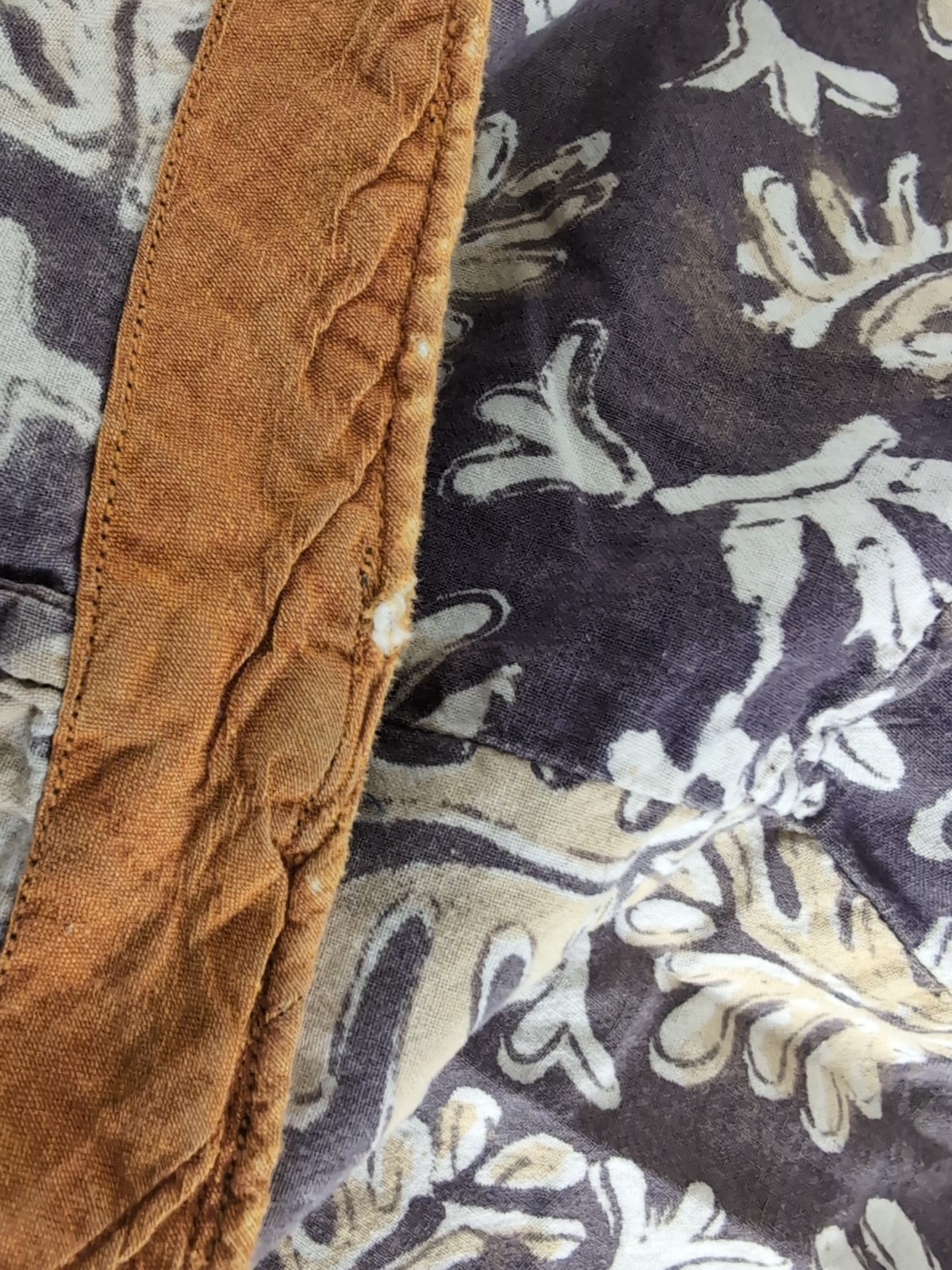 Vintage FABINDIA Skirt Cotton A-line Maxi Brown Large Adjustable Tie Waist