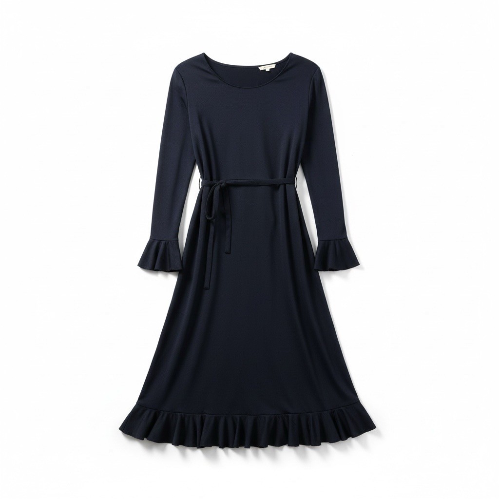 Vintage 70s I. Magnin Tailored Dress Women’s Medium Navy Jersey Knit