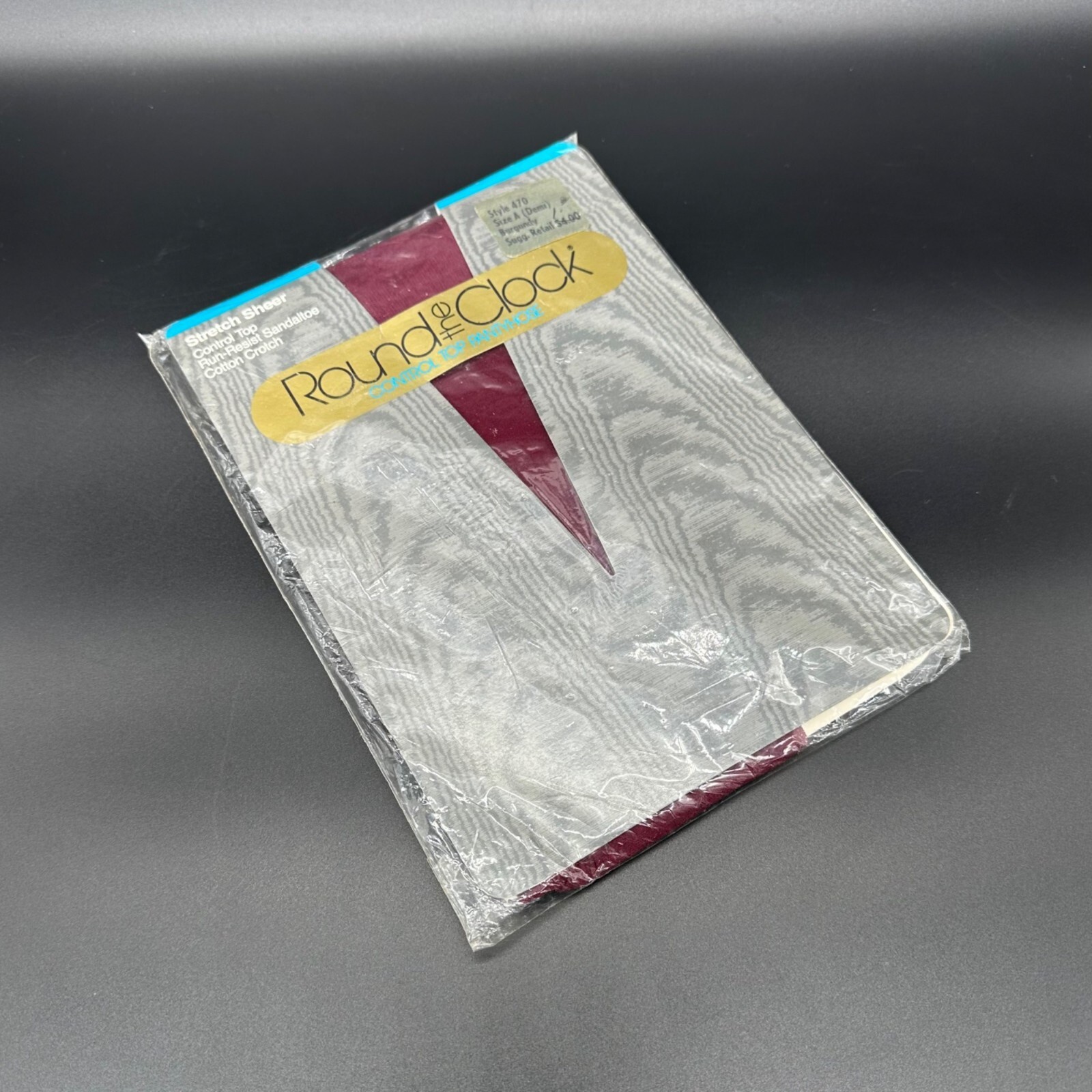 Vintage Pantyhose Round The Clock Control Top Stretch Sheer Size A Burgundy 80s