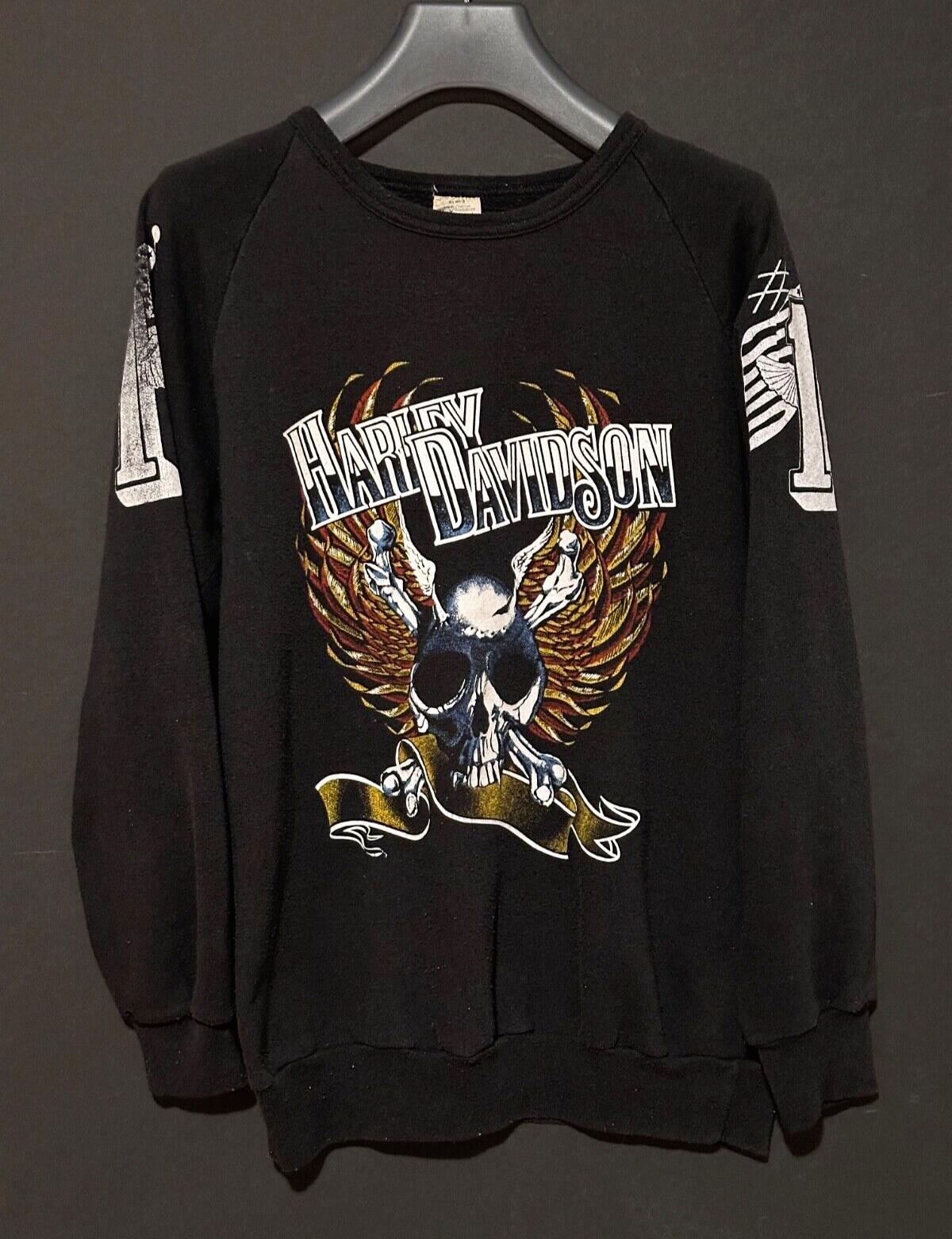 HARLEY DAVIDSON skull & crossbone logo JACK DANIELS sweatshirt