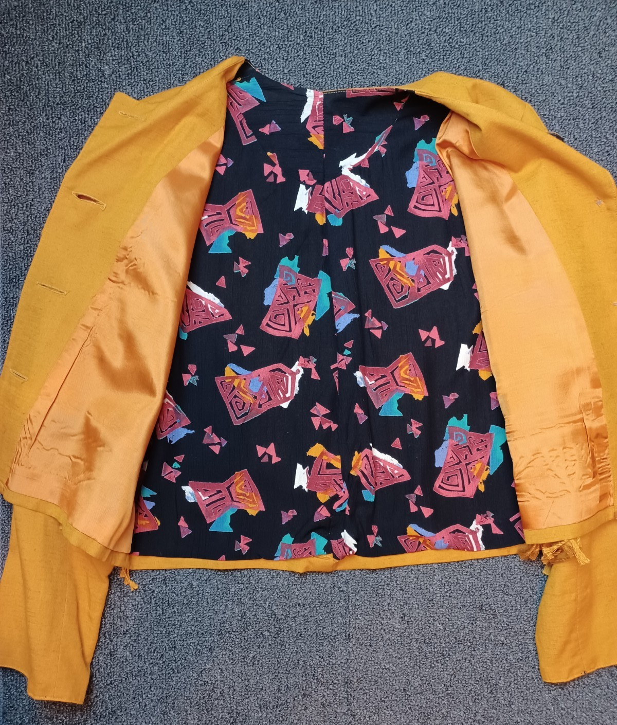 Componix Vintage Festival Vest & Jacket Size 12 L/XL Marsha Brander Funky Button