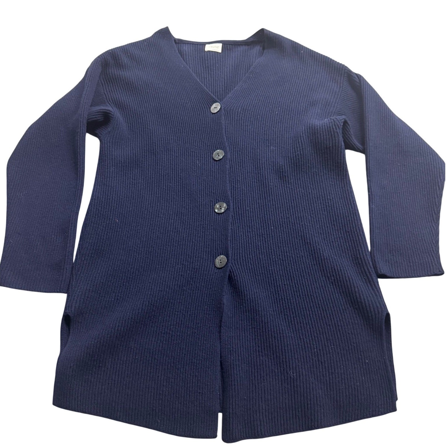 United Colors of Benetton VTG 80’s Lambswool Navy Cardigan S/L Italy Old Money
