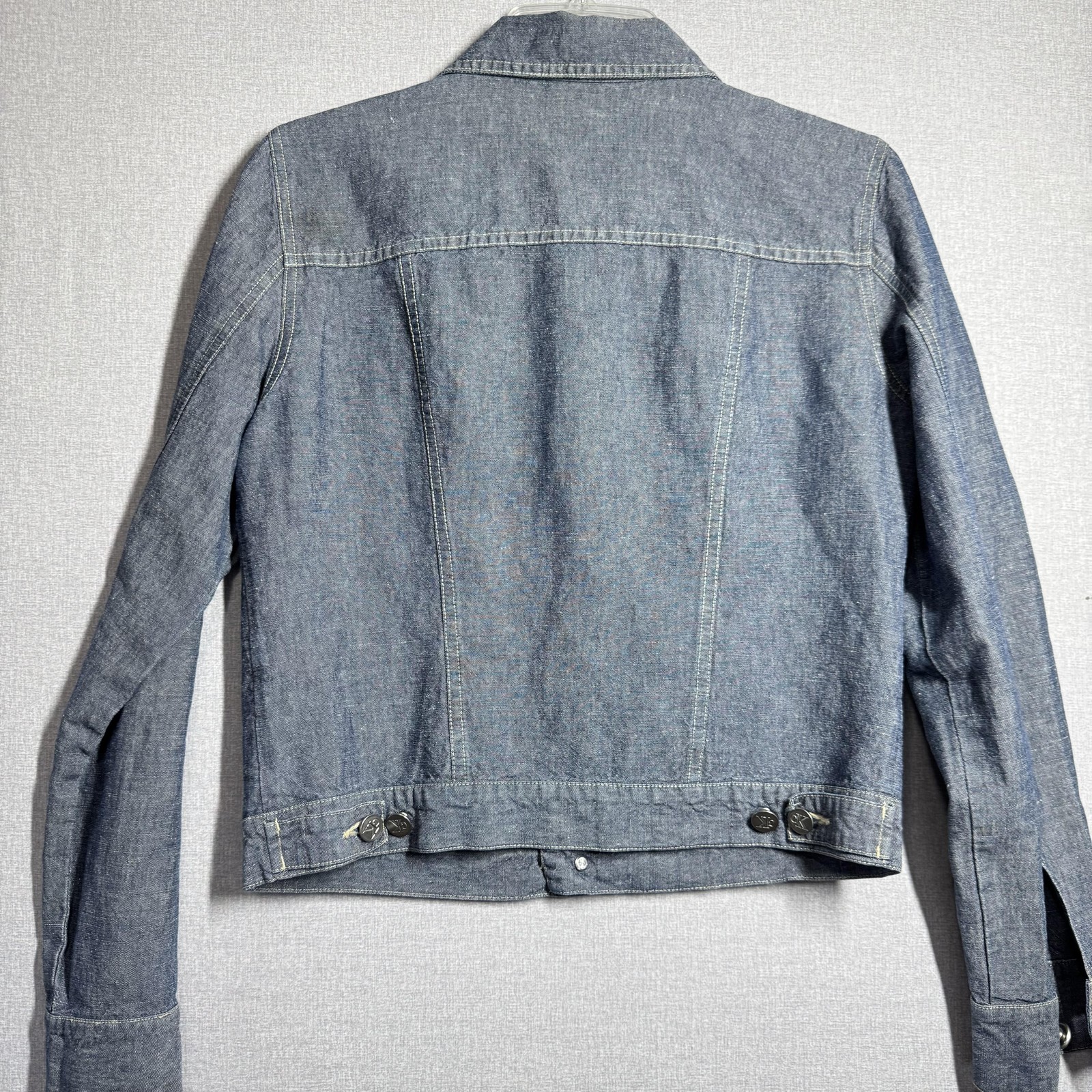 Calvin Klein Jeans Jacket Womens Medium Blue Denim Button Front Trucker Casual