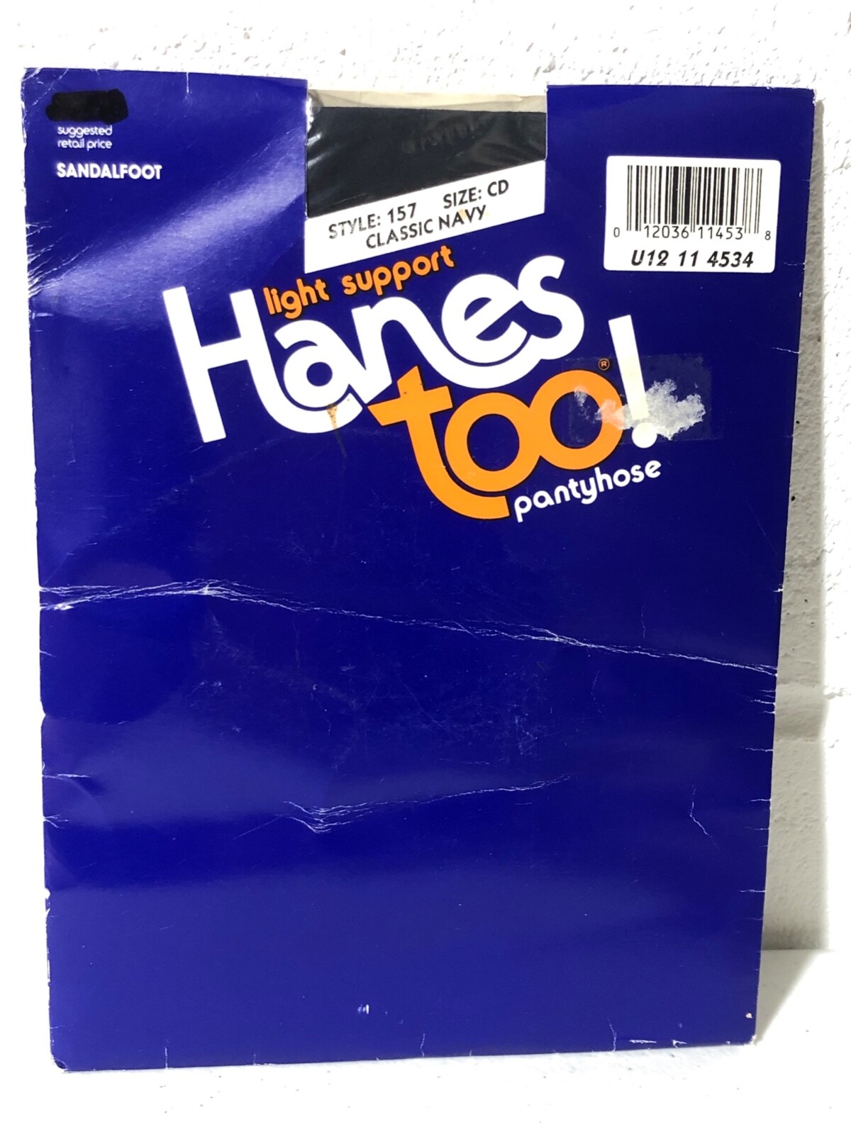 Hanes Too Vintage Pantyhose Classic Navy Style 157 Size CD Sandalfoot 1988 NOS