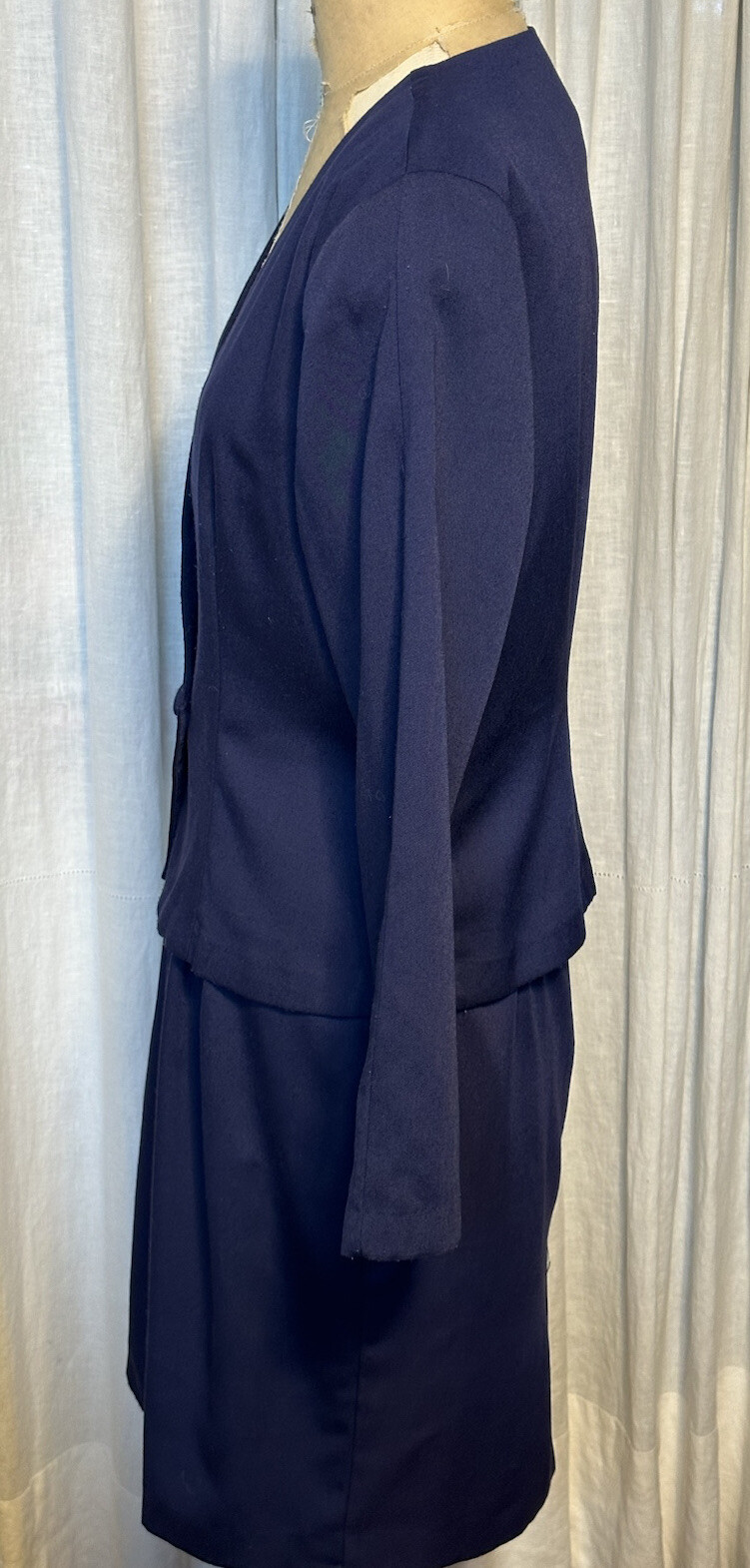 Vintage Maggie Lawrence Blue Skirt[knee L] Suit Sz M Pre-owned