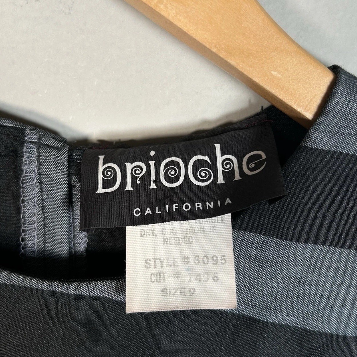 VTG 80s Brioche California Sailor Gray Black Striped Avant Garde Dress Sz S/M