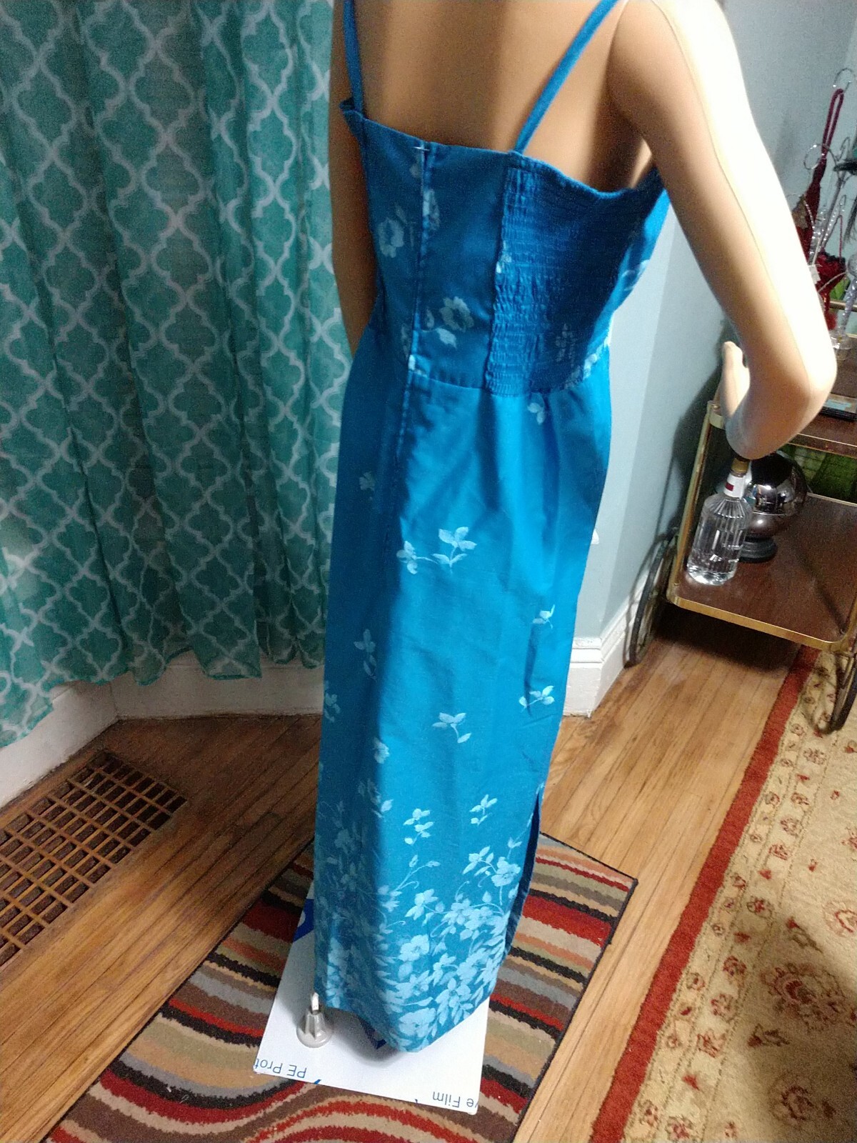 Vintage 1970s bright Blue Maxi Sundress “Young Hawaii”