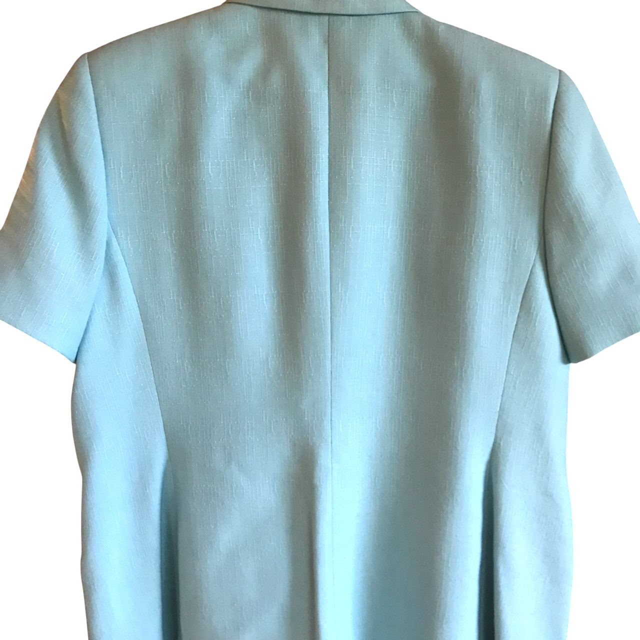 VTG 80s Amanda Smith Suit Jacket, Lined Turquoise Teal Blazer Navy Buttons Sz 16